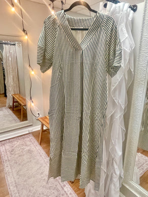 Hunter Green and Cream Midi Dress