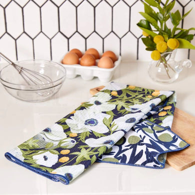 Kitchen Tea Towel- Anemone Poppy Blu