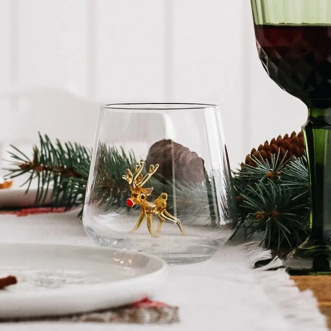 Handblown Rudolph Figurine Glass