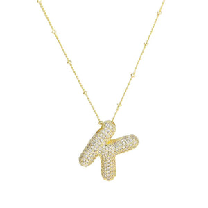 18K Gold Filled Balloon Bubble Initial Necklace