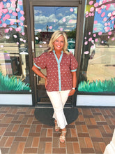 Load image into Gallery viewer, Mocha Polka Dot Puff Sleeve Top