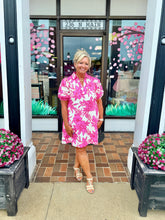 Load image into Gallery viewer, Pink Bloom Puff Sleeve Mini Dress