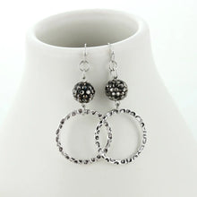 Load image into Gallery viewer, Silver Loop &amp; Hematite Earrings