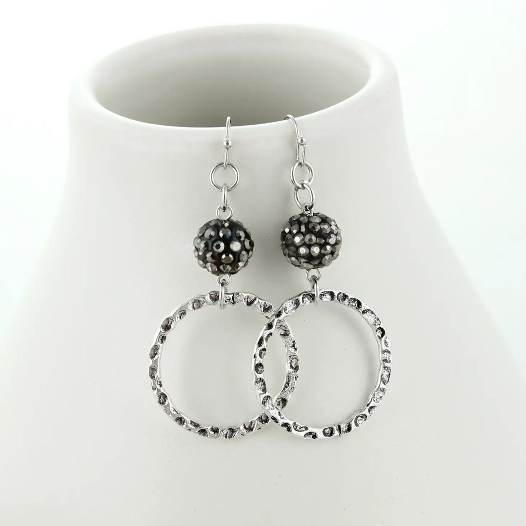 Silver Loop & Hematite Earrings