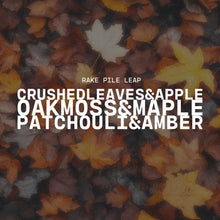 Load image into Gallery viewer, Text overlay on a background of crushed leaves with autumn colors