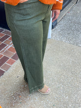 Load image into Gallery viewer, Olive High Waist floral embroidered border hem Pants