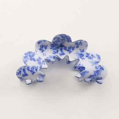 Vintage Porcelain Style Half Moon Hair Claw Clip