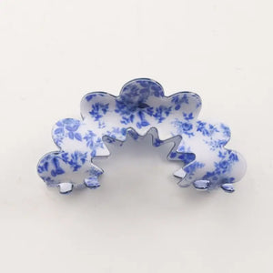 Vintage Porcelain Style Half Moon Hair Claw Clip