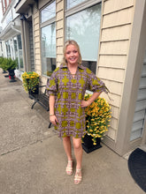 Load image into Gallery viewer, Martini Olive Print Dress with Pockets