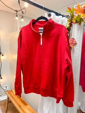 Curvy Girl Ruby Red Half Zip Fleece Sweatshirt
