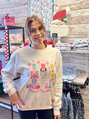 Pink Nutcracker Christmas Friends Soft Unisex Cream Sweatshirt