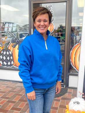 Blue Half Zip Fleece Sweatshirt