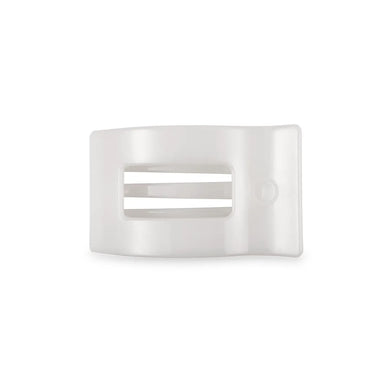 Teleties Small Flat Rectangle Hair Clip- Coconut White