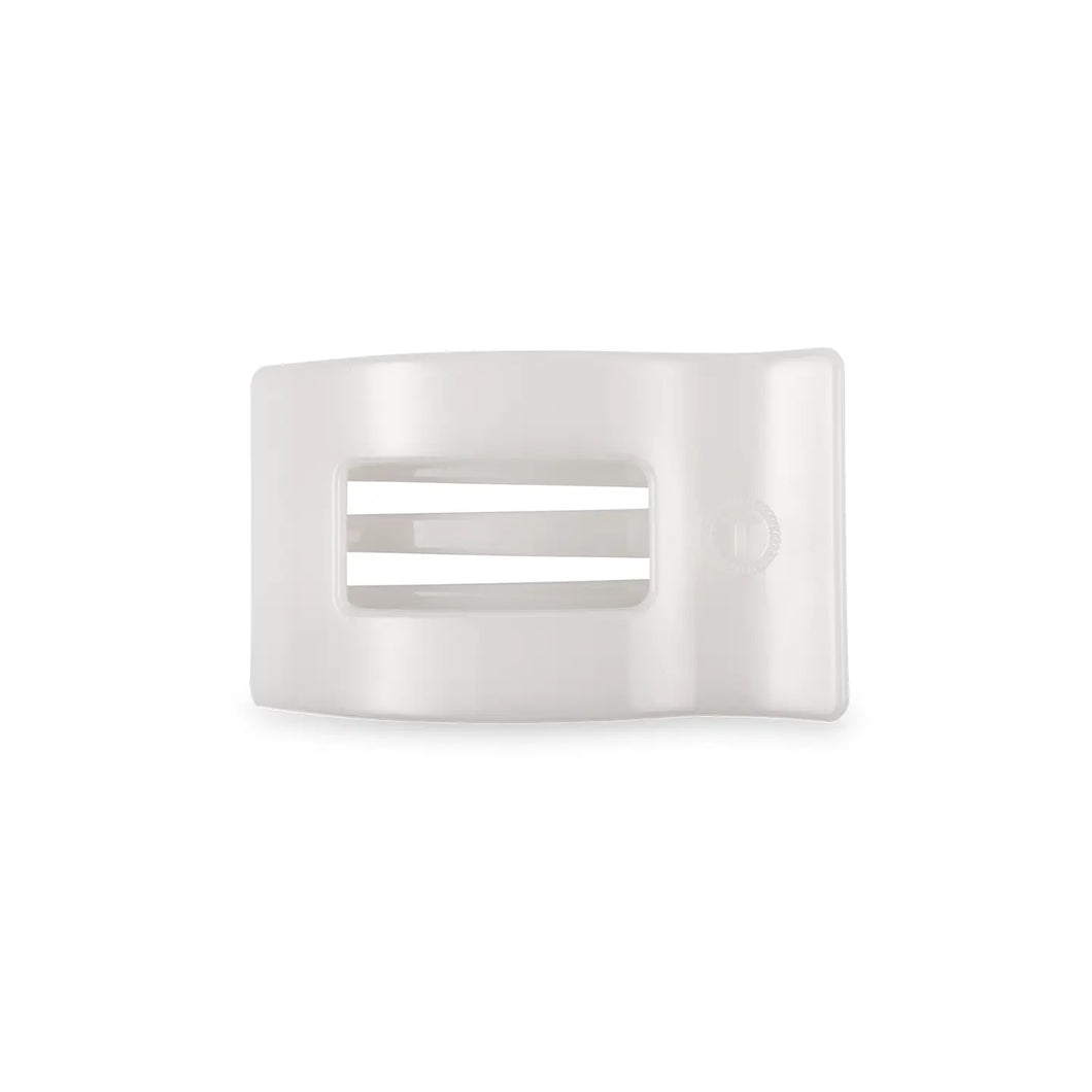 Teleties Small Flat Rectangle Hair Clip- Coconut White
