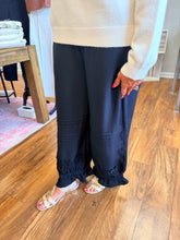 Load image into Gallery viewer, Black Lace Detail Ruffle Pants