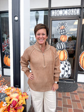 Load image into Gallery viewer, Two Tone Camel Half-Zip Sweater