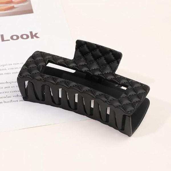 Matte Quilted Design Rectangle Hair Claw Clip