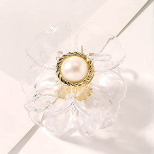 Flower Hair Clip With Pearl Focal