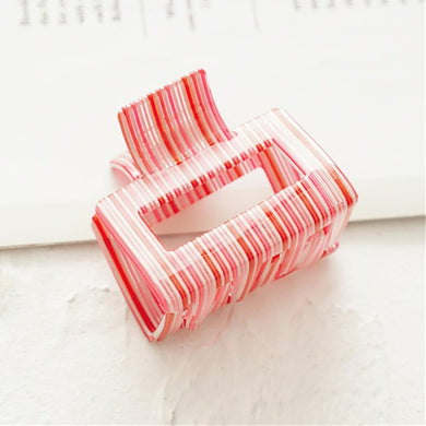 Pink Striped Square Acetate Claw Clip