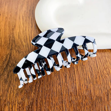 Checker Acetate Claw Hair Clip