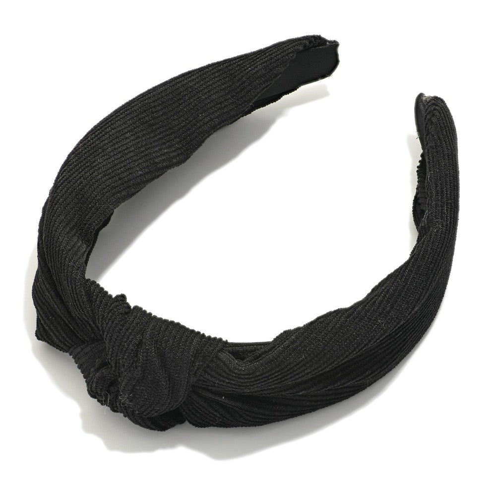 Black Corduroy Knotted Headband