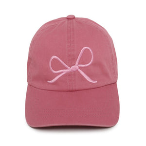 Embroidered Pink Bow Baseball Cap