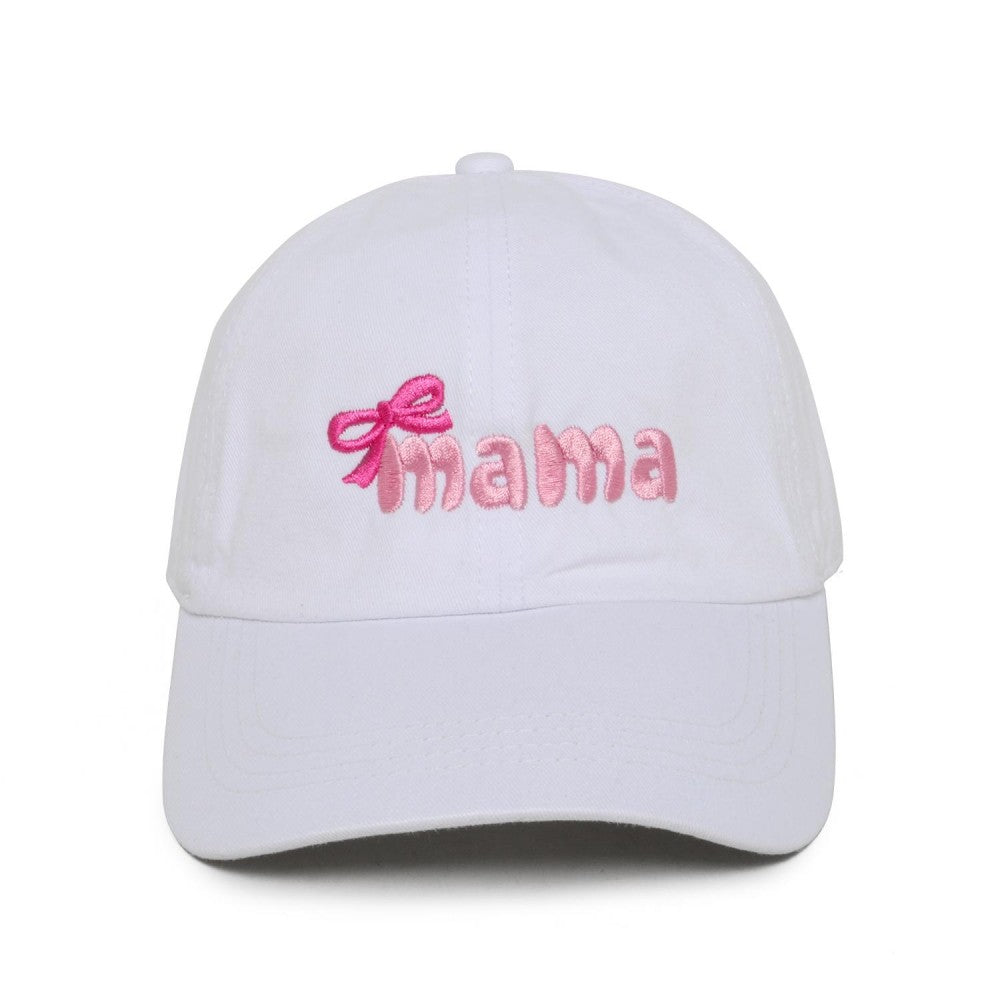 Embroidered 'mama' & Bow Baseball Cap