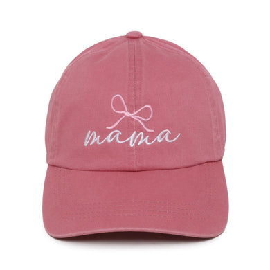 Embroidered 'mama' & Bow Baseball Cap- Dusty Rose