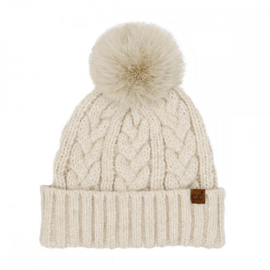 C.C Faux Fur Bow Beanie