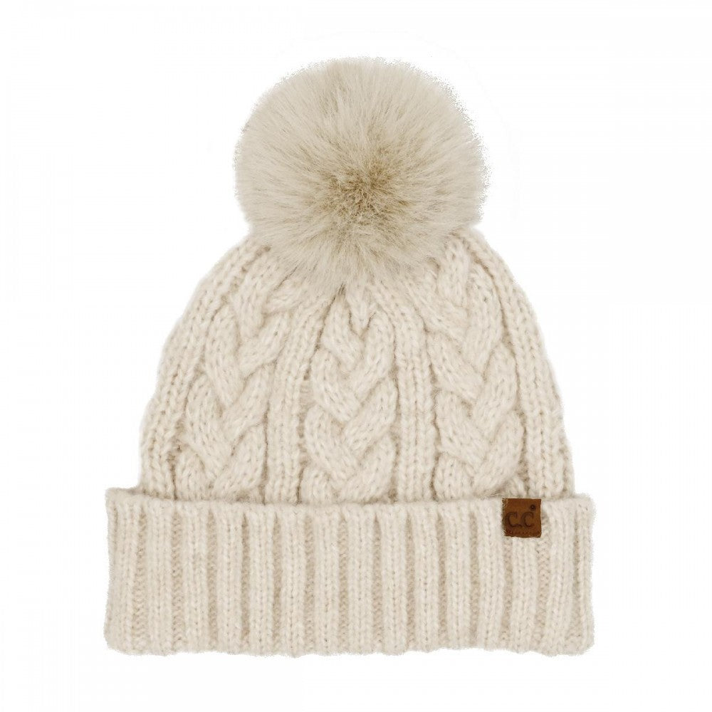 C.C Faux Fur Bow Beanie