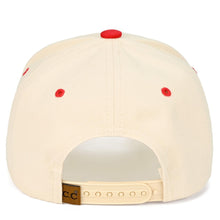 Load image into Gallery viewer, Beige cap with red accents on a white background