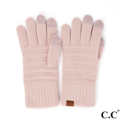 C.C. Beanie Knit Smart Touch Gloves- Rose