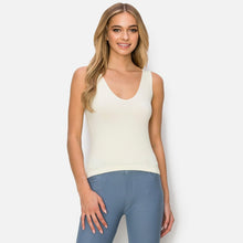 Load image into Gallery viewer, Lady&#39;s Seamless Tank With Reversible Neckline- Ivory Hip Length