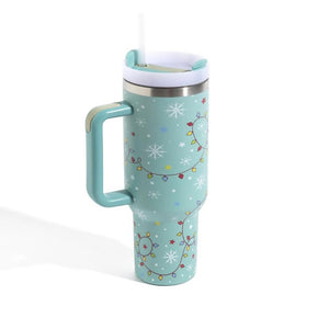 Blue Christmas Lights 40 oz Stainless Steel Tumbler