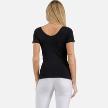 Load image into Gallery viewer, Women&#39;s Seamless Reversible V-Neck Short Sleeve Top- Black