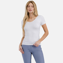 Load image into Gallery viewer, Women&#39;s Seamless Reversible V-Neck Short Sleeve Top- White