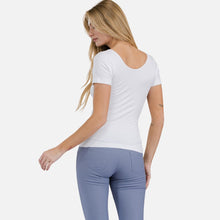 Load image into Gallery viewer, Women&#39;s Seamless Reversible V-Neck Short Sleeve Top- White