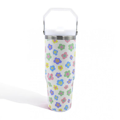 Floral Printed 30oz Tumbler With Carry Handle