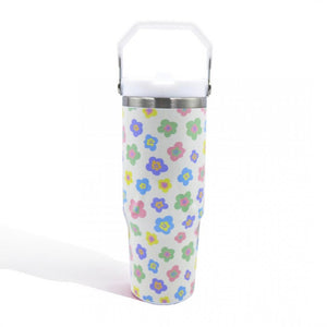 Floral Printed 30oz Tumbler With Carry Handle