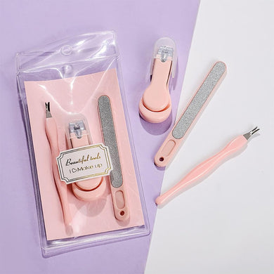 Gift Set of Three Nail Tools: Clippers, File, & Cuticle Tool