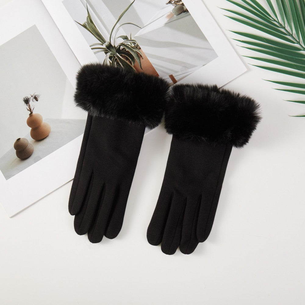 Soft Knit Gloves With Faux Fur Cuffs