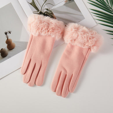 Soft Knit Gloves With Faux Fur Cuffs
