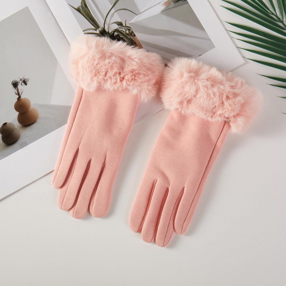 Soft Knit Gloves With Faux Fur Cuffs
