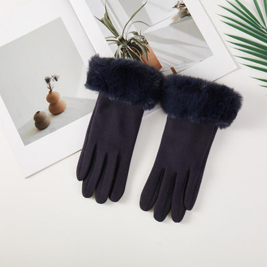 Soft Knit Gloves With Faux Fur Cuffs