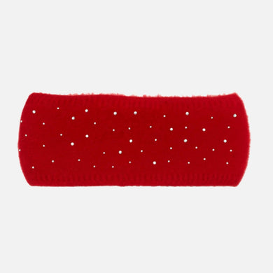 Fuzzy Knit Headwrap With Rhinestone Details
