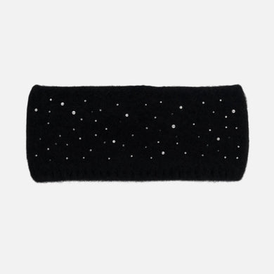 Fuzzy Knit Headwrap With Rhinestone Details