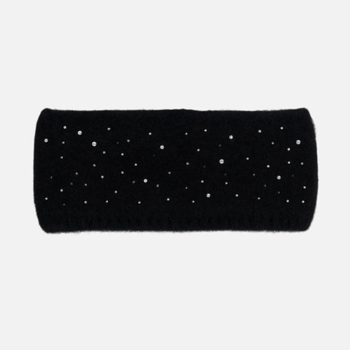 Fuzzy Knit Headwrap With Rhinestone Details