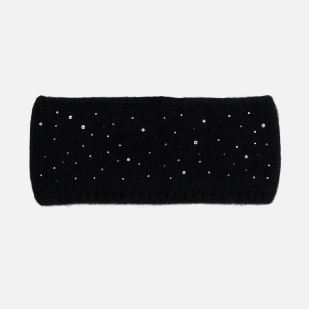 Fuzzy Knit Headwrap With Rhinestone Details