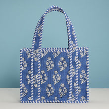 Load image into Gallery viewer, Flower Print Quilted Mini Tote Bag  10" L X 8" T X 3.25" D