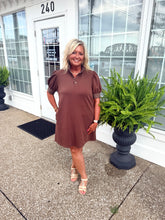 Load image into Gallery viewer, Mocha Luxe Scuba Contrast Dress With Pockets